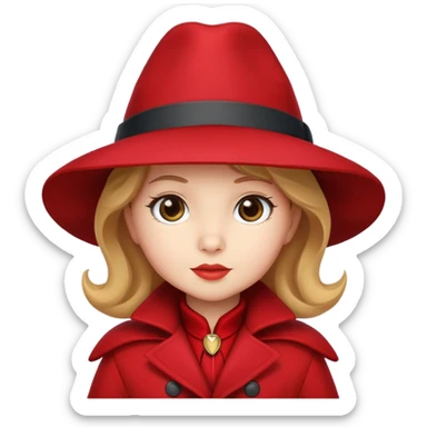 Baby Carmen Sandiego with red hat and coat, cute detective sticker