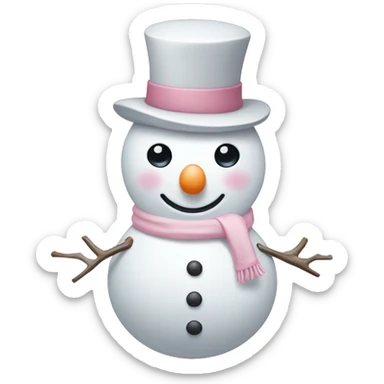 Cute white and light pink snowman sticker