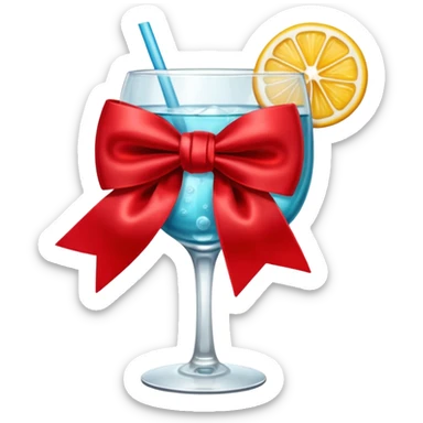 Red bow with a cup of drink sticker