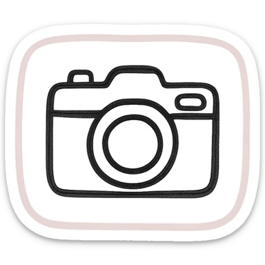 hand drawn outlined icon of a pink camera, no fill, transparent background, thick lines sticker