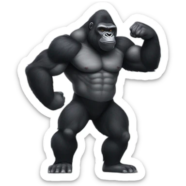 Gorilla doing a standing bodybuilding pose sticker
