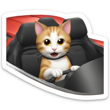 Cat driving a corvette  sticker