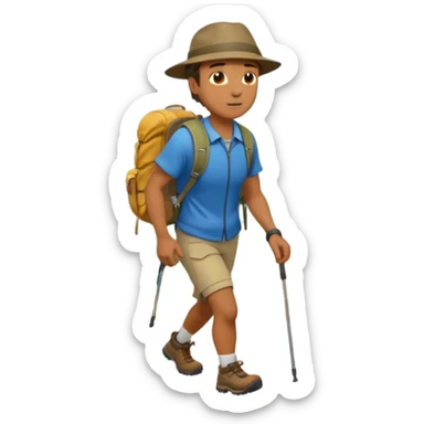 memoji face iphone: men, a solo hiker sticker
