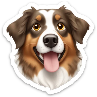 tan brown and white spotted Australian shepherd  sticker