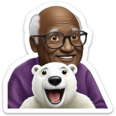 Desmond Tutu being racist to a polar bear sticker