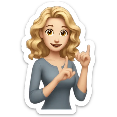 white woman with shoulder-length wavy hair, wearing an off-shoulder top, and making this gesture 🫶🏻 sticker