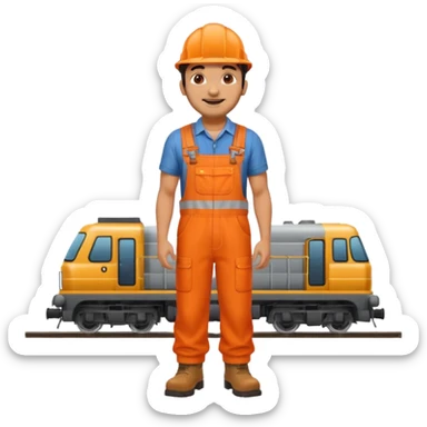 Indian male railway engineer orange overalls, boots  sticker