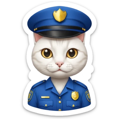 white cat police sticker