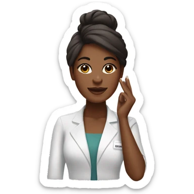 Medium brown skin Esthetician giving facial  sticker