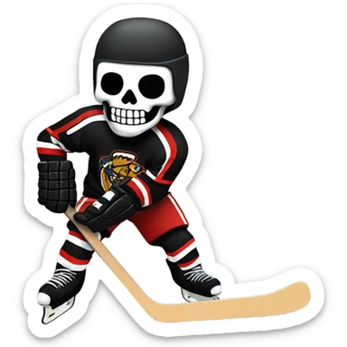 Skeleton hockey player mash-up sticker