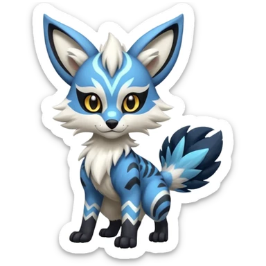 Futuristic furry fluffy floofy feathery tribal marked Genet-Absol-Kyurem-Zeraora-Primagen-fusion-creature  sticker