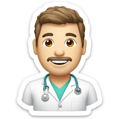 crea un avatar de un dentista gordito de medio cuerpo sticker