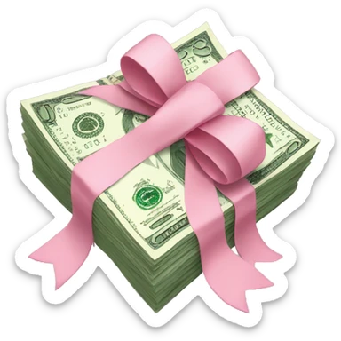 money stack with light pink bow sticker