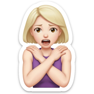 woman arms crossed choking screaming sticker