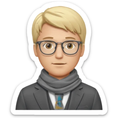 gray scarf male blond hair with suit glasses sticker