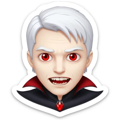  young vampire with red eyes and white hair sticker