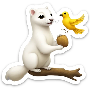 ermine playing a yellow bird sticker