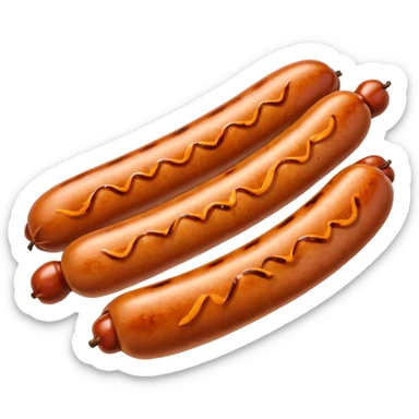 Single grilled sausage on a plain white background sticker