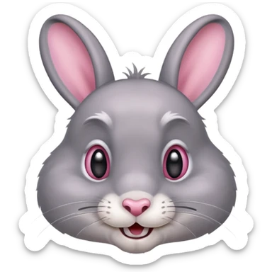 Head of a grey rabbit, grinning
 sticker
