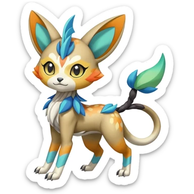 Colorful Exotic Randomly-colored Cartoon Anime Meloetta-WereGarurumon-Trico-Pokémon-Fakémon-fusion-hybrid-creature sticker