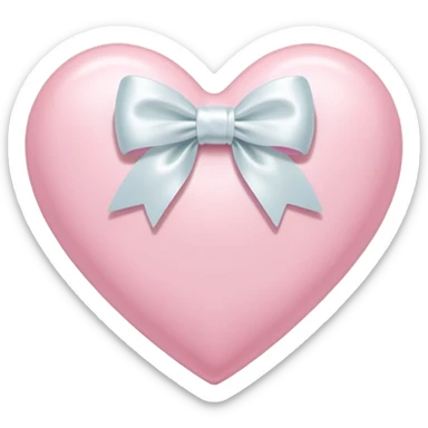Pastel pink heart with white bow sticker