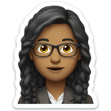 english teacher with dark long hair without glasses sticker