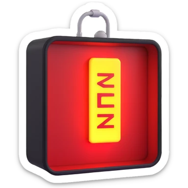 emergency light box with word "emergency -->" sticker