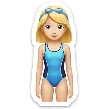 a 12 year old girl in a swim suit, with mountain background sticker