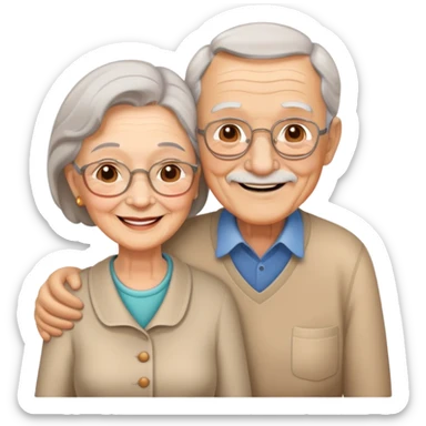 elderly couple smiling, grandparents sticker