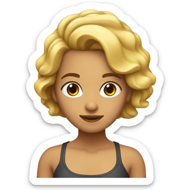 Chica blanca, cabello rubio oscuro en la playa sticker