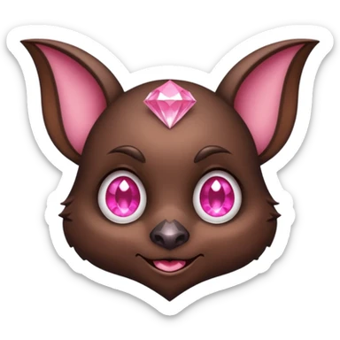 a normal bat witha pink diamond in its forhead, the full bat with his body, the diamond only in the forhead, forhaed not body sticker