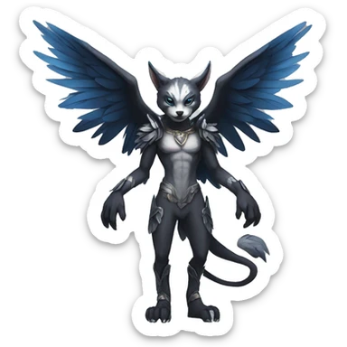 Anthro cool edgy winged animal hybrid full body sticker