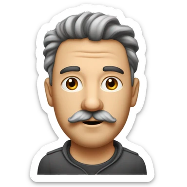 Un homme à la peau métisse, cheveux couleur châtains mis long bouclés, moustache et bouc, qui porte un sweet à capuche blanc..  sticker