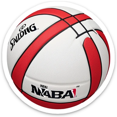 minimalist red Spalding basketball with simple NBA logo, few colorful lines, clean design sticker