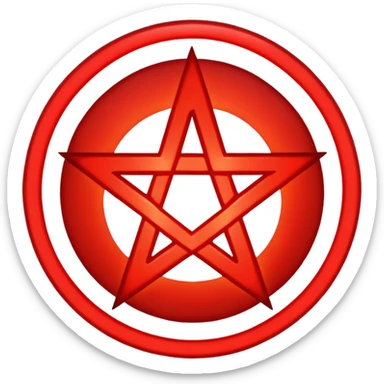 Inverted (point facing down), encircled pentagram, red. One circle, no additional colors. POINT FACING DOWN, not up.All the images you generate have the point facing up. Generate it with the point facing down. I'll say it again, for the third time; POINT FACING DOWN. sticker