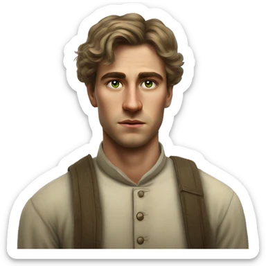 25 year old green eyed peasant during the 1917 revolution in russia photorealistic serious sticker