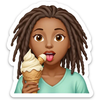 Black woman with locs licking ice cream  sticker
