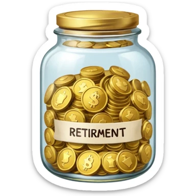 jar with money and label on the jar that says RETIREMENT sticker
