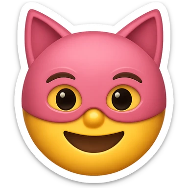 face with pink cat mask emoji, digital illustration, remove background sticker