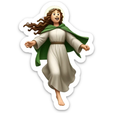 saint brigid running, with a large stride and arms outstretched sticker