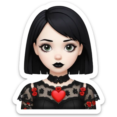 Emoji menina gótica branca sticker