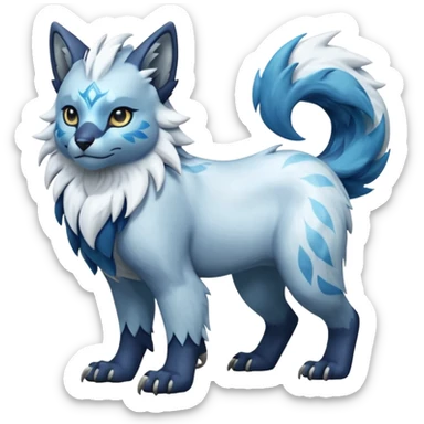 Icy glacial glistening glossy smooth soft flaky scaly furry flurry hyper-realistic cozy boreal boreal-lupus-Lunaray-Arctic-Manectric-Absol-Luxray-Bobcat-Fakémon-fusion-animal-creature, full body  sticker