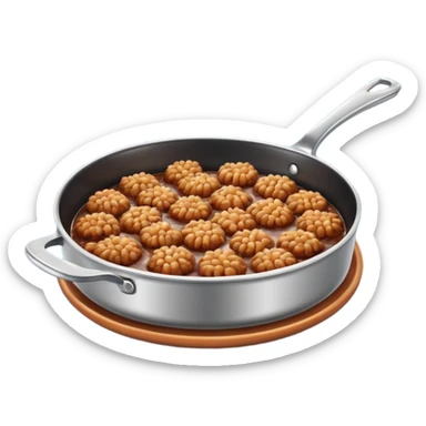fried minced meat dish object icon, cooked minced meat in a pan, slightly crispy texture, glossy oil shine, 3D cartoon, mobile game icon style, centered, clean background, soft shadow, no text, no watermark
  sticker