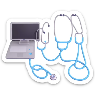 Medical computer with stethoscope sticker