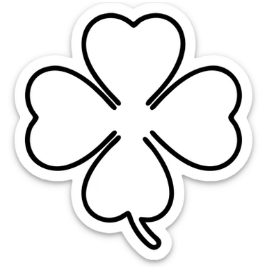 Add subtle shading to the black 5-leaf clover, keep the background transparent, maintain the black outlined style with no fill. sticker