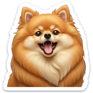 Cinematic Cute Yawning Orange Pomeranian Portrait Emoji, Head tilted slightly with a dramatic, wide-open yawn, showcasing a soft, fluffy orange Fur with a subtle shimmer, floppy ears slightly drooping, round brown eyes barely open in drowsy contentment, Simplified yet irresistibly adorable features, highly detailed, glowing with a soft, cozy glow, high shine, relaxed yet expressive, stylized with a touch of whimsy, bright and endearing, soft glowing outline, capturing the essence of a sleepy yet affectionate companion, so drowsy it feels like it could stretch right out of the screen and curl up for a nap! sticker