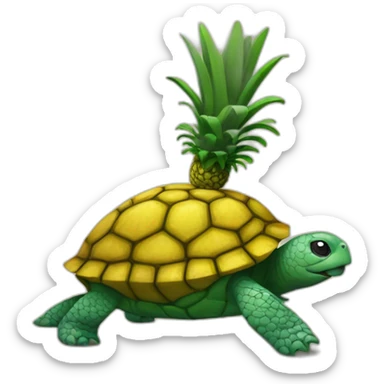 Un ananas sur la tête d'une tortue sticker