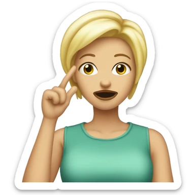 blonde woman with short hair making an whoopsie face after making a mistake with one hand over her mouth sticker