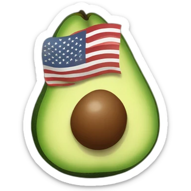 avocado with an american flag instead of seed sticker
