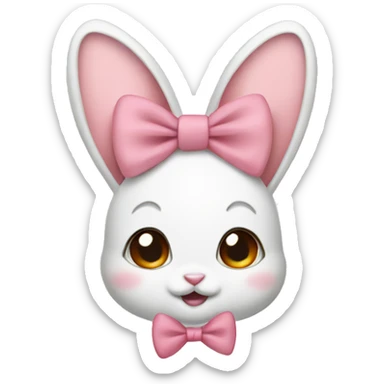 Baby bunny with coquette bow on ear sticker